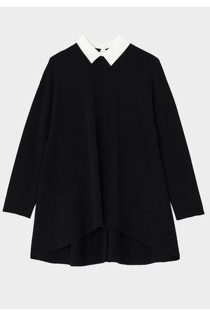 LE PHIL(ル フィル)｜襟付きフレアニット/ブラック の通販｜ELLESHOP