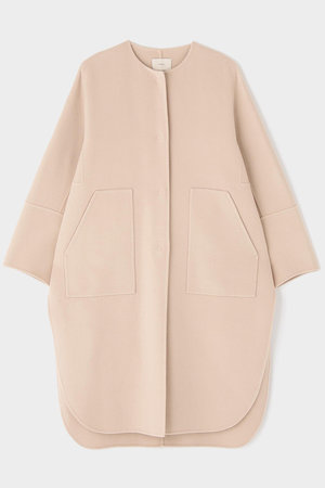 LE PHIL(ル フィル)｜ソフトウールリバーノーカラーコート/ベージュ の