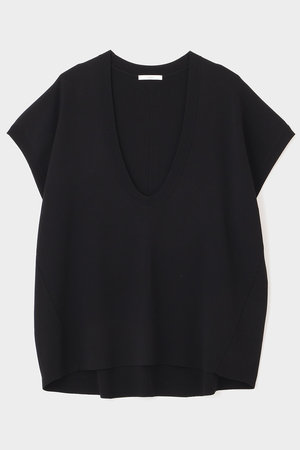 LE PHIL(ル フィル)｜Uネックニットジレ/ブラック の通販｜ELLESHOP