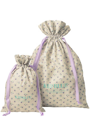 KID BLUE(キッドブルー)｜デニムフラワーPtG巾着/ベージュ の通販