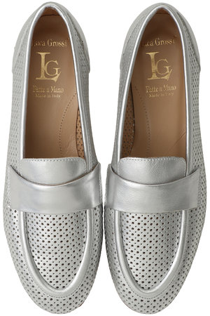 LUCA GROSSI ローファー　シルバー　38 boutique310 LucaGrossi(ルカ グロッシ)｜パンチングローファー/シルバー の通販