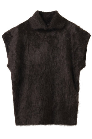 BLAMINK(ブラミンク)｜カシミヤファータートルネックベスト/ダーク