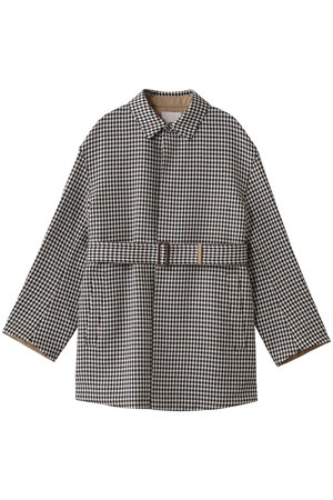 BLAMINKブラミンク　ケープコートブラック BLAMINK(ブラミンク)｜ダブルフェイスショールカラーコート/ダーク