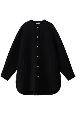 BLAMINK ブラミンク　チェックノーカラーコート BLAMINK(ブラミンク)｜ダブルフェイスノーカラーコート/ブラック の