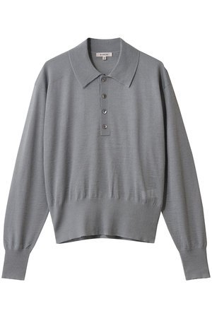 BLAMINK ブラミンク カシミヤ シルク ニット グレー 36 BLAMINK(ブラミンク)｜18Gレギュラーカラーロングスリーブニット