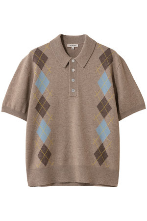 BLAMINK(ブラミンク)｜アーガイルショートスリーブニット/ベージュ の