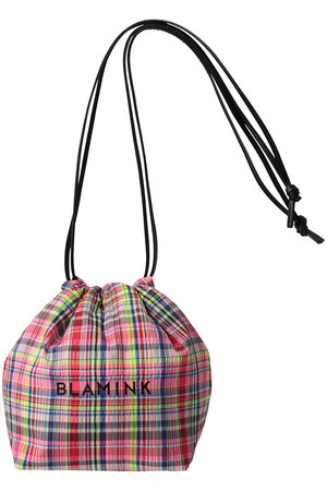 ブラミンク☆チェックポーチバッグ BLAMINK(ブラミンク)｜チェックポーチバッグ/ピンク の通販｜ELLESHOP