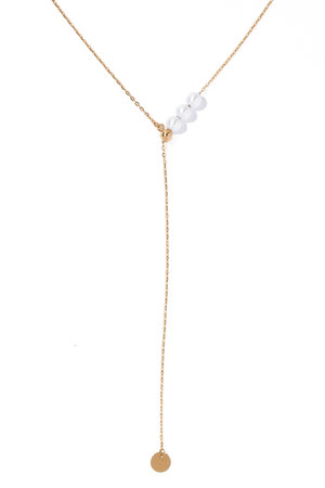 les bonbon(ル ボンボン)｜adjustable 3pearl ネックレス/ゴールド の