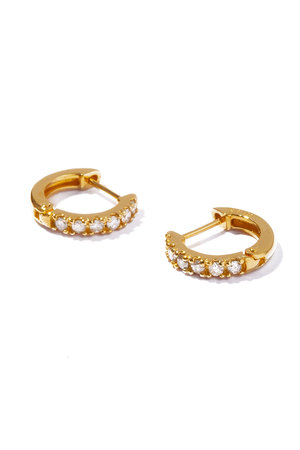 les bonbon(ル ボンボン)｜K18 half diamond hoop ピアス/イエロー
