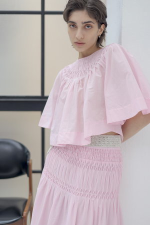 MERLETTE / マーレット | AZUREA SHIRT リネン ハンドスモッキング ブラウス | XS | ホワイト | レディース MEERA BLOUSE｜New Arrivals｜Merlette(マーレット)｜Merlette NYC