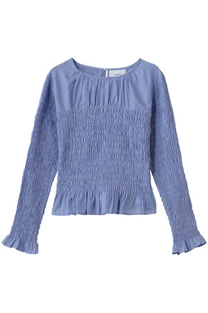 美品 Merlette マーレット コットン ペプラムブラウス 水色 XS Merlette(マーレット)｜CIELO ギャザーヨーク スモッキングペプラム