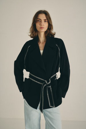 【新品】RIM.ARK Overlap ハイネック ロングコート アシンメトリー RIM.ARK（リムアーク）の「Overlap high neck spring CT（トレンチ