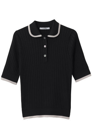【美品】SLOANE スローン バイカラー ニットポロシャツ サイズ3 ブラック SLOANE(スローン)｜12Gワイドリブ コットン×ポリエステル バイカラー5