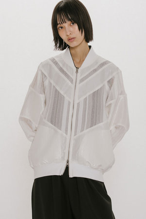 ヒトミ様 ブルゾン Sオフ白 MIDIUMISOLID(ミディウミソリッド)｜material mix blouson ブルゾン