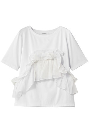 MIDIUMISOLID(ミディウミソリッド)｜Shift Frill Tee Tシャツ/off