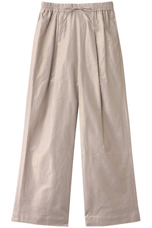 three dots(スリードッツ)｜グロッシー ツイルパンツ/ベージュ の通販