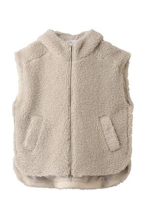 threedots スリードッツ　エコペルファーリバーシブルベスト three dots(スリードッツ)｜エコペルボア ケープベスト/ベージュ の