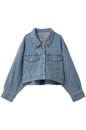 three dots(スリードッツ)｜デニム ショートジャンパー/ウォッシュド