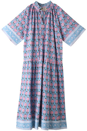 【市場買付】美品 SZ Blockprints エスゼット ブロックプリント KITTY DRESS S/カーキ ホワイト ワンピース キティドレス Sサイズ