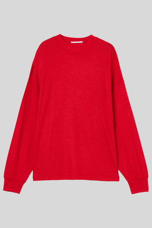 IIROT(イロット)｜ウール ロング スリーブ Tシャツ/レッド の通販