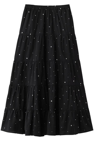 25SSクチュールドアダム♡ティアードスカートロング ブラックKHADIコットン COUTURE D'ADAM(クチュール ド アダム)｜グリッターティアードスカート