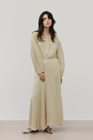 DEPAREILLE(デパリエ)｜シルクオーガンジーブラウス/ベージュ の通販