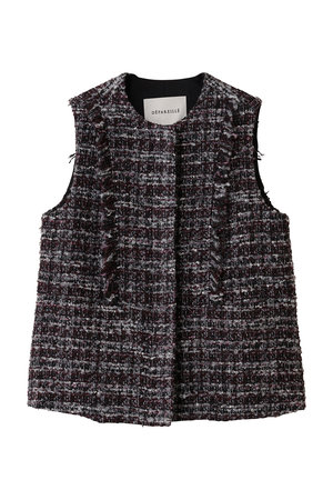 DEPAREILLE(デパリエ)｜ミックスツイードジレ/ボルドー の通販