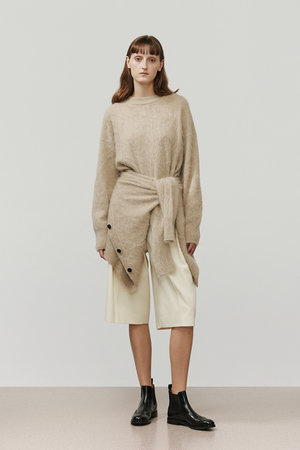 DEPAREILLE(デパリエ)｜カシミヤファークルーネックニット/ベージュ の