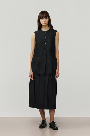 DEPAREILLE(デパリエ)｜コットンシルクジャカードジレ/ブラック の通販