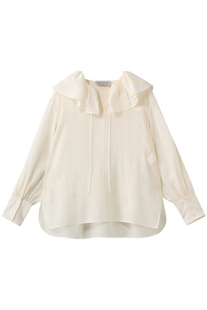 DEPAREILLE(デパリエ)｜シルキーラッフルブラウス/オフホワイト の通販