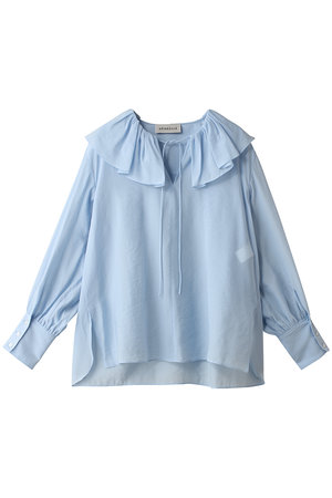 DEPAREILLE(デパリエ)｜シルキーラッフルブラウス/サックス の通販