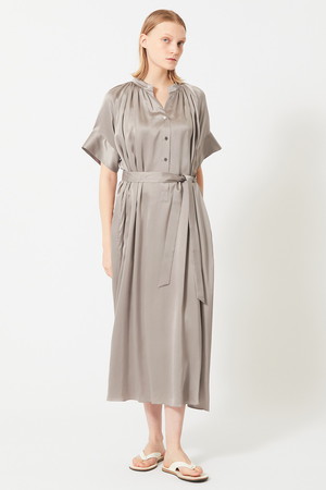 ベイジ BEIGE, XL 洗える トリアセテート シャツ ワンピース ロング ベイジ BEIGE, XL 洗える トリアセテート シャツ ワンピース ロング