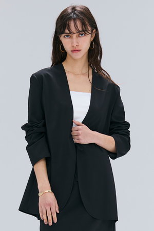 ベイジ BEIGE MONGE ノーカラージャケット ブラック2サイズ 新品 BEIGE，(ベイジ，)｜BATEAU（バトー）/ボタンレスノーカラジャケット