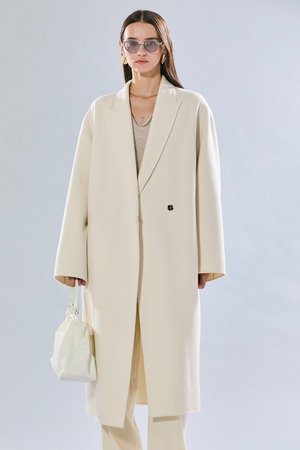 新品✨高級感 ベイジ BEIGE, ウール チェスターコート ベルト ロング BEIGE，(ベイジ，)｜ZION / ウールロングチェスターコート/Ecru の通販