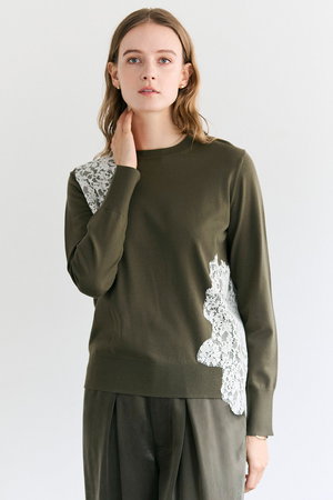 美品 ベイジ BEIGE ウィロ WILLOW ウラウンドネック レース ニット 美品 ベイジ BEIGE ウィロ WILLOW ウラウンドネック レース ニット