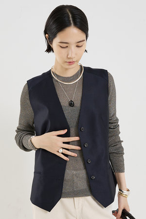 ネイビー コットン ノースリーブベスト THE STORE by C'(ザ ストア バイシー)｜【COCUCA】ノースリーブベスト