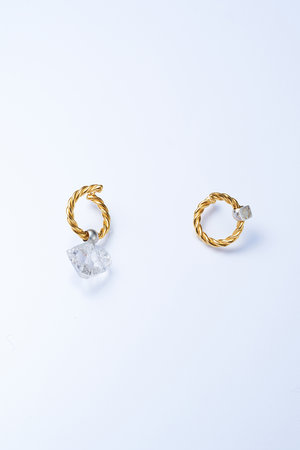 PLOW Wreath Pierce Small pair シルバー925ピアス PLOW(プラウ)｜Wreath ピアス S Charm Herkimer Quartz/ゴールド の