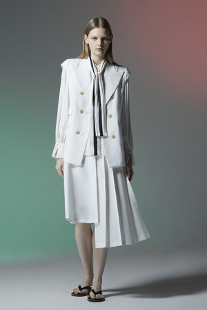 TEECHI(ティーチ)｜バイカラーリボンブラウス/ホワイト の通販