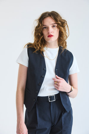 Oblada グレー系チェック ベスト