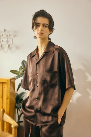 Oblada(オブラダ)｜オープンカラーシャツ/ブラウン の通販｜ELLESHOP