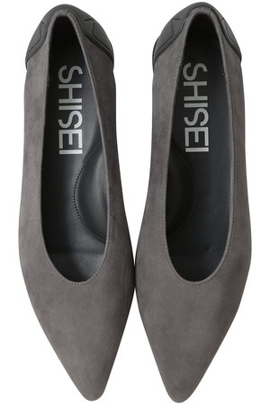 SHISEI(シーセイ)｜MM POINTED SUEDE U PUMPS（レイン対応）/グレー の