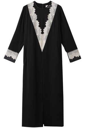 LOKITHO(ロキト)｜レース Vネック チュニック ドレス/ブラック