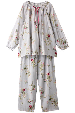 IKUKO・グレー花柄半袖パジャマ(Lサイズ) IKUKO・グレー花柄半袖