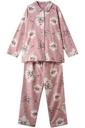 【あっこ】イクコ（IKUKO） 花柄ルームウェアパジャマ IKUKO(イクコ)｜綾ネル花柄プリント襟付きパジャマ/ピンク の通販