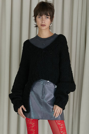 PRANK PROJECT(プランク プロジェクト)｜Vネックスラブショートニット