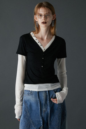 【予約販売】ヘンリーレイヤードトップ / Henley Layered Top