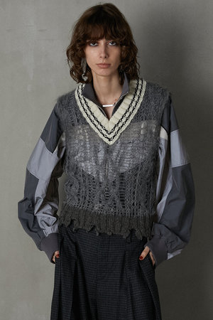 【美品】PRANK PROJECT タイニーベスト ニット　グレー　ノースリーブ PRANK PROJECT(プランク プロジェクト)｜ヘンリーブークレーニット