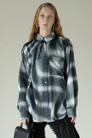 PRANK PROJECT / プランクプロジェクト | Cut-off Bleached Check Shirt カットオフブリーチチェックシャツ | FREE | ブラック | レディース PRANK PROJECT(プランク プロジェクト)｜カットオフブリーチチェック