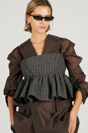 PRANK PROJECT(プランク プロジェクト)｜ツイードペプラムビスチェ/GRY