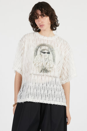 【美品】  PRANK PROJECT / プランクプロジェクト | Ruffled Tulle Short Shirt チュール シャツ | F | グレー | レディース PRANK PROJECT / プランクプロジェクト | Ruffled Tulle Short Shirt